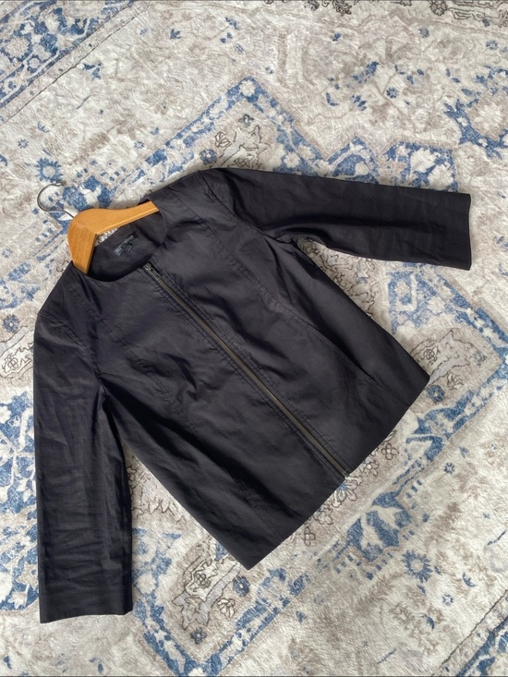 Eileen Fisher Polished Ramie/Silk Full Zip 3/4 PP Blazer/Moto Jacket